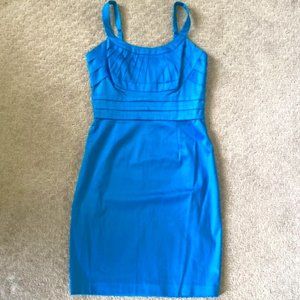 NWOT Andrew Marc blue cotton cocktail dress, size 4.